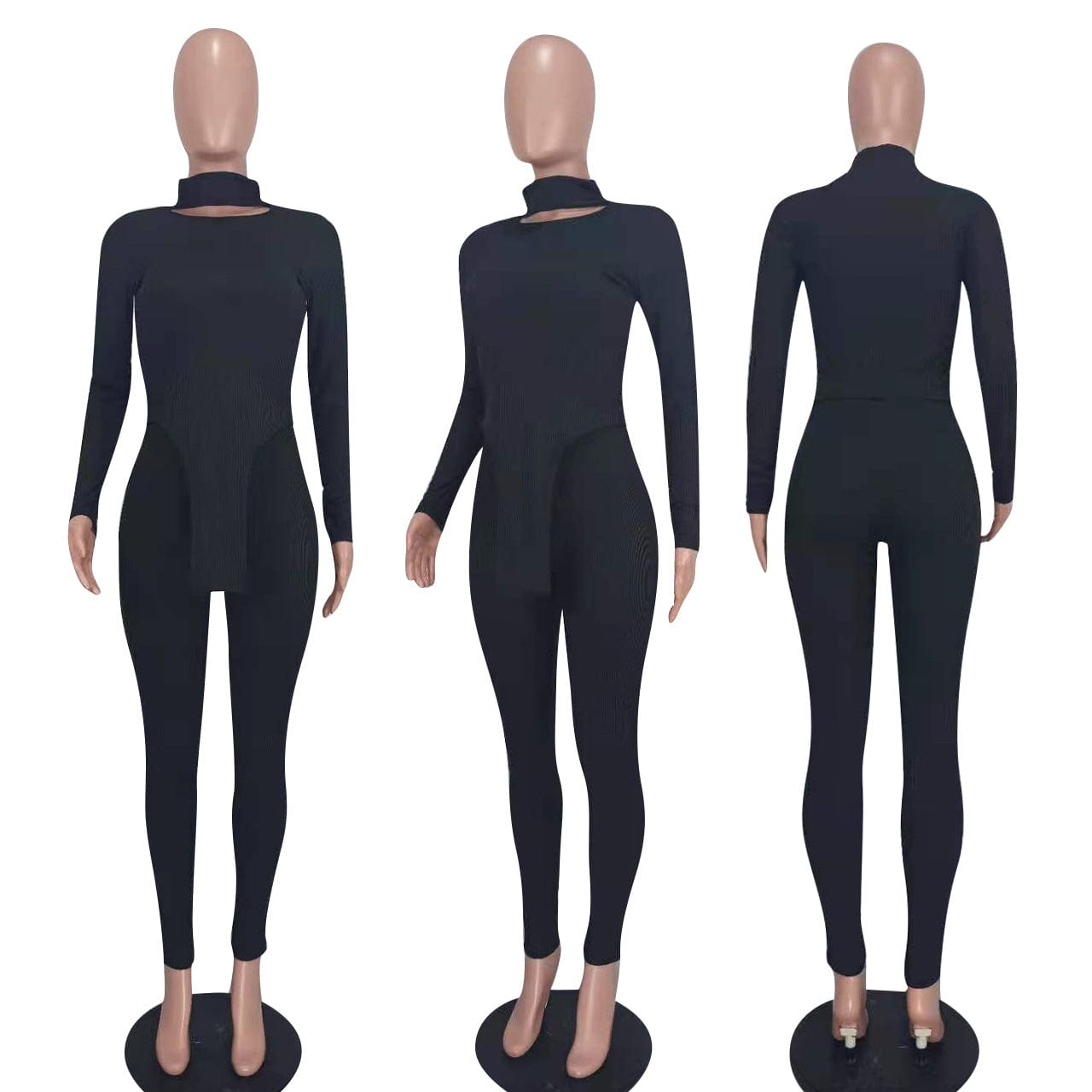 Ribbed Women Clothes Casual Solid Jogger 2 Piece Set Long Sleeve Turtleneck Two Piece Sets for Women Clothing