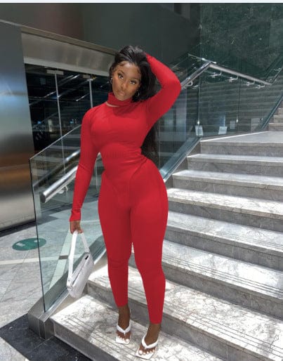 Ribbed Women Clothes Casual Solid Jogger 2 Piece Set Long Sleeve Turtleneck Two Piece Sets for Women Clothing