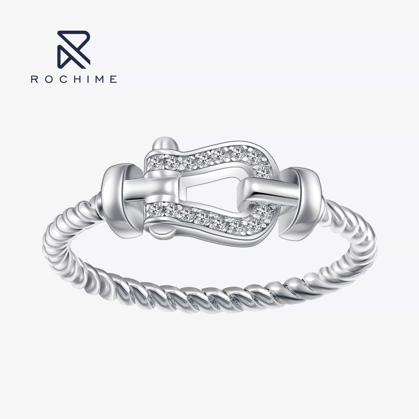 Rochime fashion vachette clasp diamond rings s925 silver  hot sale style  jewelry for women