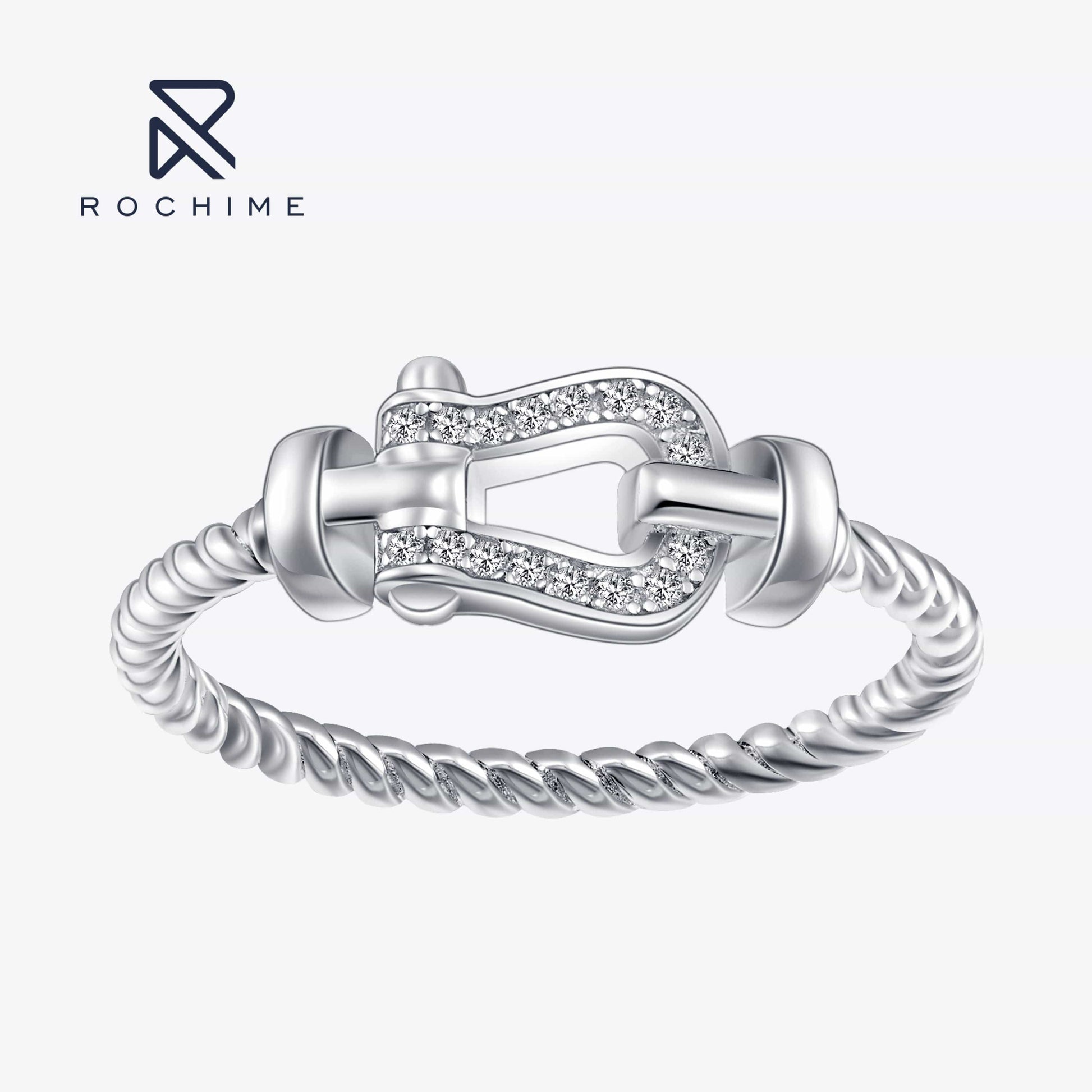 Rochime fashion vachette clasp diamond rings s925 silver  hot sale style  jewelry for women