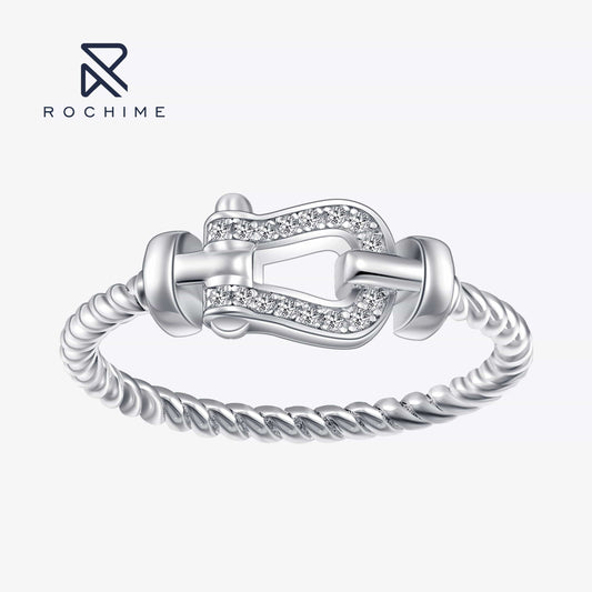 Rochime fashion vachette clasp diamond rings s925 silver  hot sale style  jewelry for women