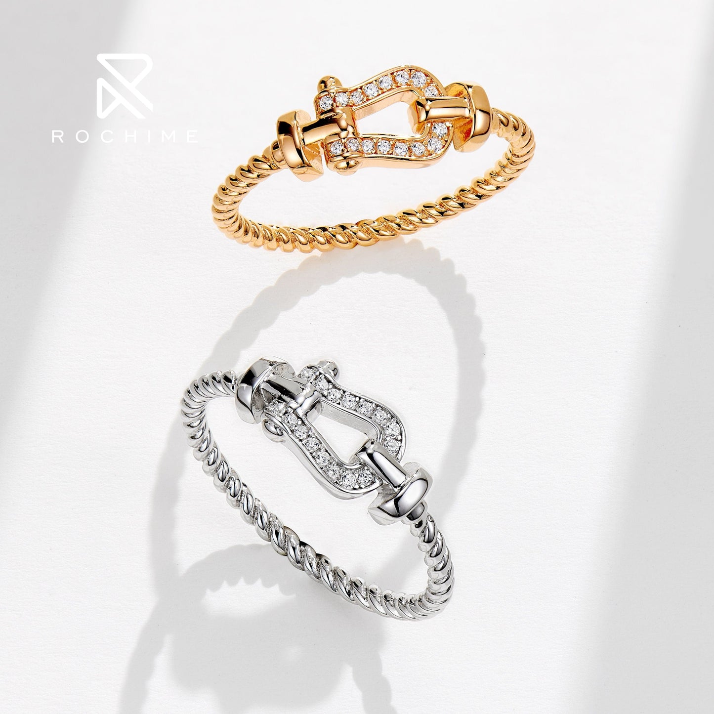 Rochime fashion vachette clasp diamond rings s925 silver  hot sale style  jewelry for women