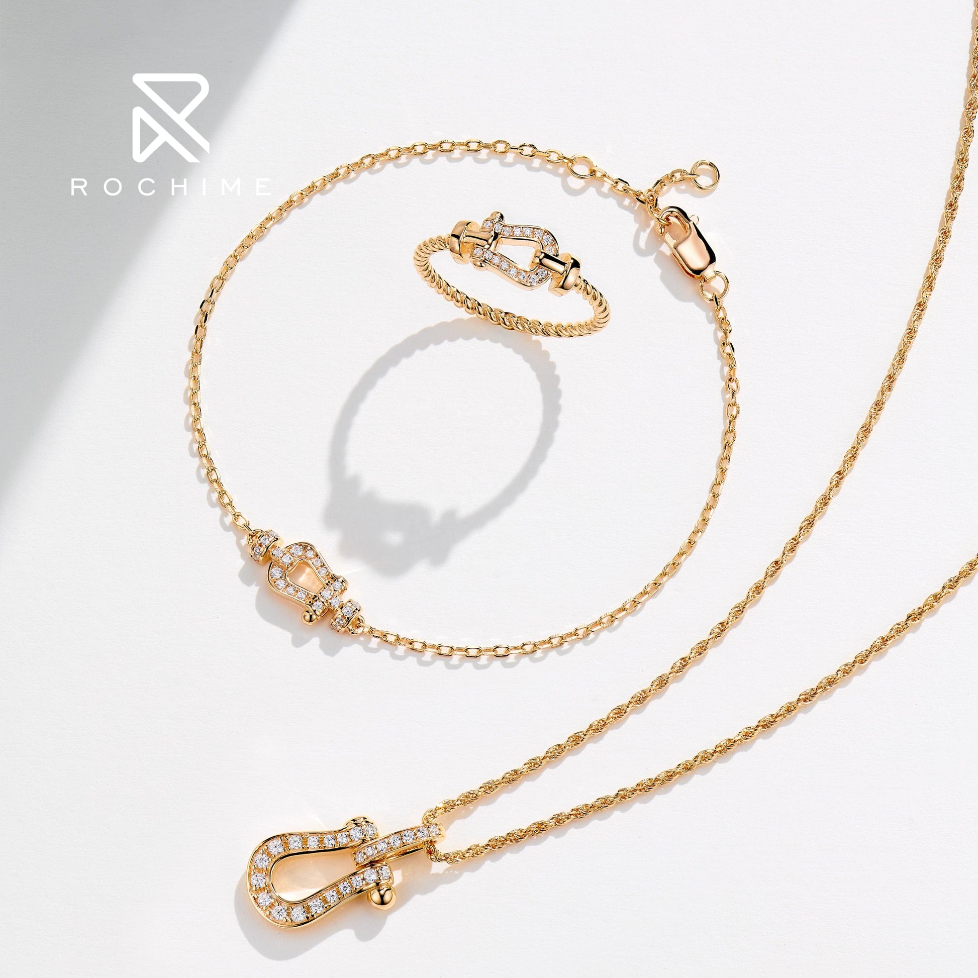 Rochime fashion vachette clasp diamond rings s925 silver  hot sale style  jewelry for women
