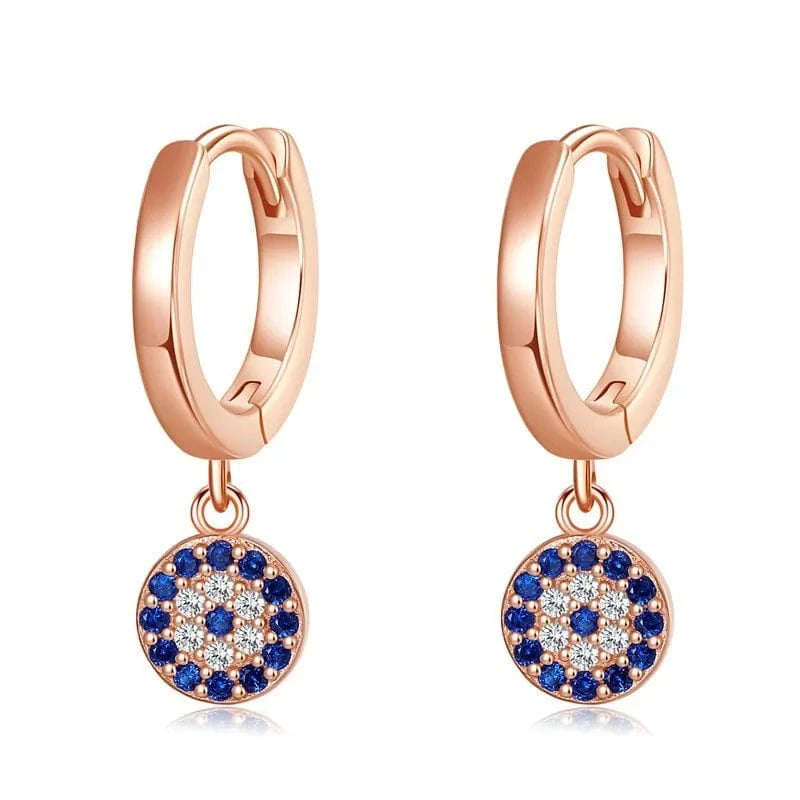 Rose Gold Drop shopping Turkish Demon Eyes18K Gold Plated silver Rose gold  Earrings copper evil eye earring gilf