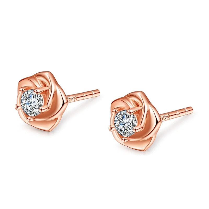 Rose gold Earrings AE648 OEM&ODM Vana Shiny Jewelry Rose Flower Gold Plated Earrings 925 Silver Stud Earrings Girls Everyday Wear