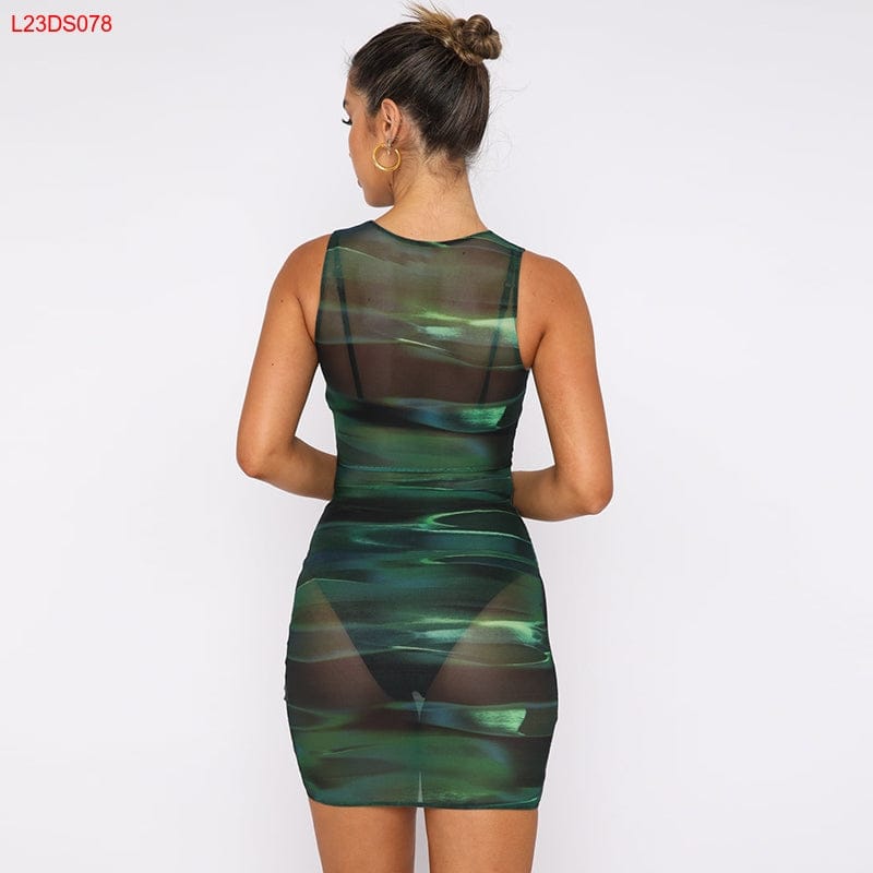 Round L23DS078 Neck No Rules Mature Women Sleeveless Bodycon Dress Mini Dress Sexy Summer Dresses