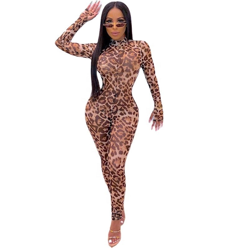 Round Neckline Jumpsuit Wholesale Women Jumpsuit Sexy Animal Print Sexy Club Wear Summer