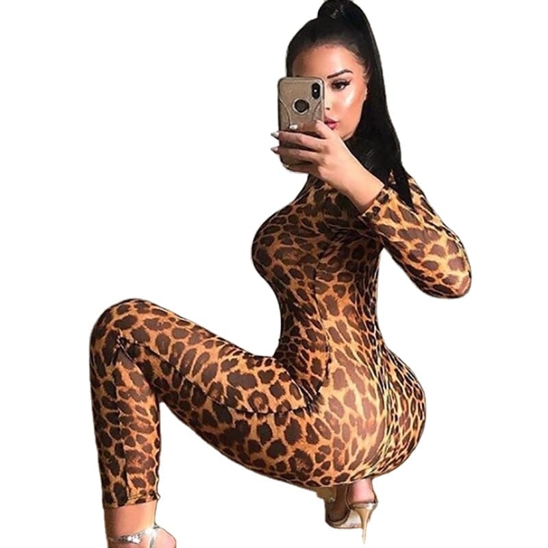 Round Neckline Jumpsuit Wholesale Women Jumpsuit Sexy Animal Print Sexy Club Wear Summer