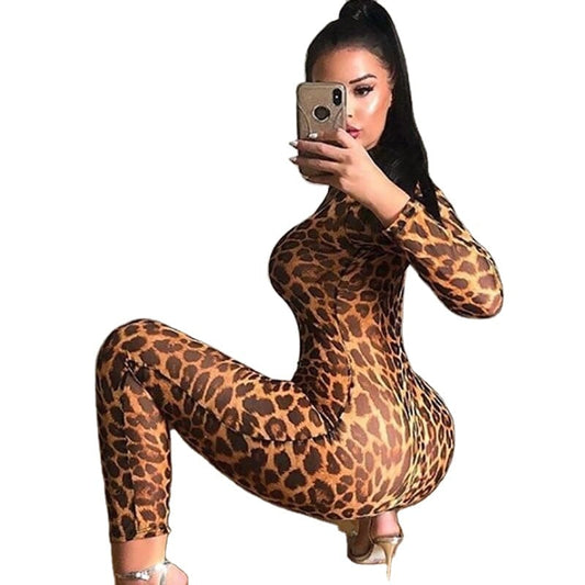 Round Neckline Jumpsuit Wholesale Women Jumpsuit Sexy Animal Print Sexy Club Wear Summer