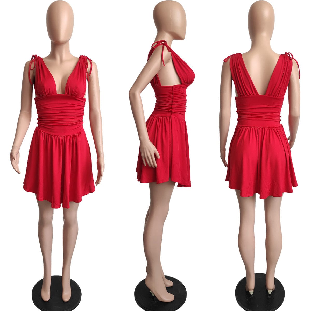 Ruffles Pleated Dress Women 2022 Summer Sleeveless Backless Sexy Mini Dress Elegant Tunics Party Dresses Casual For Lady