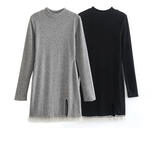 Runwaylover 1301 Beading 2023 Ladies Fashion Splice Mini Dress