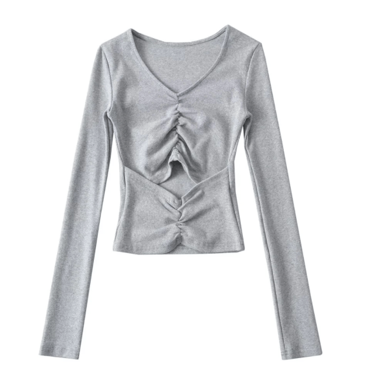 Runwaylover 1521 V-Neck 2023 Ladies Sexy Hollow Out T-Shirt