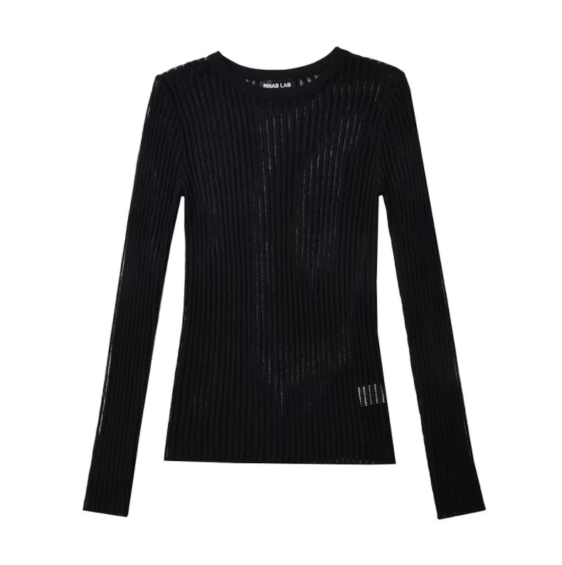 Runwaylover 1628 Transparent 2023 Ladies Sexy Tight Knitted T-Shirt