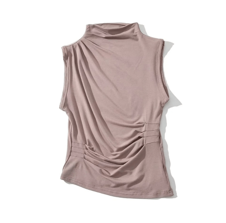 Runwaylover 1754 Sleeveless 2023 Ladies Sexy Pleated Vest Tops
