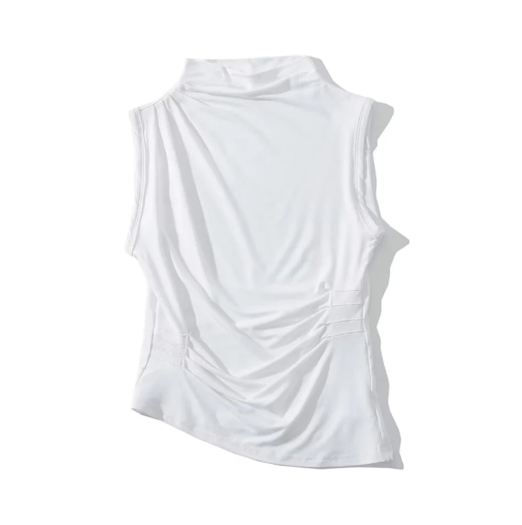 Runwaylover 1754 Sleeveless 2023 Ladies Sexy Pleated Vest Tops