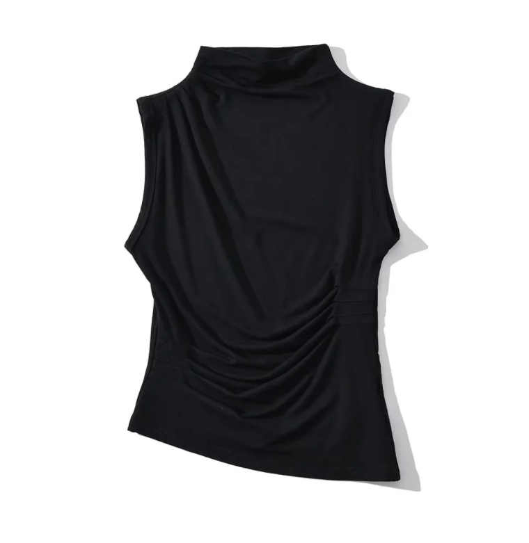 Runwaylover 1754 Sleeveless 2023 Ladies Sexy Pleated Vest Tops