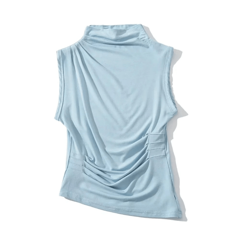 Runwaylover 1754 Sleeveless 2023 Ladies Sexy Pleated Vest Tops