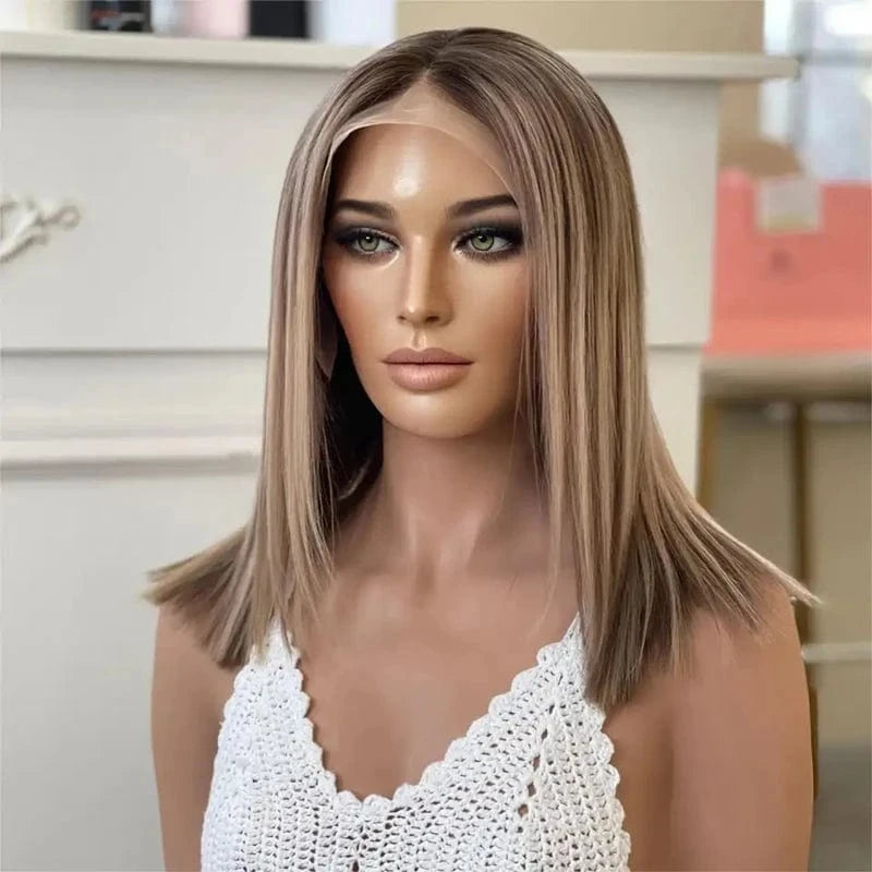 Russian Human Hair Lace Front Wigs Bob Highlight Balayage Double Drawn HD Lace European Remy Hair Allure Romance Silky Wave