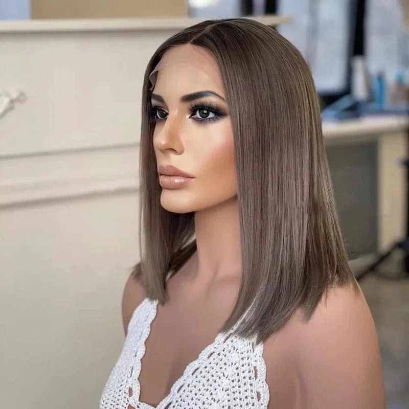 Russian Human Hair Lace Front Wigs Bob Highlight Balayage Double Drawn HD Lace European Remy Hair Allure Romance Silky Wave