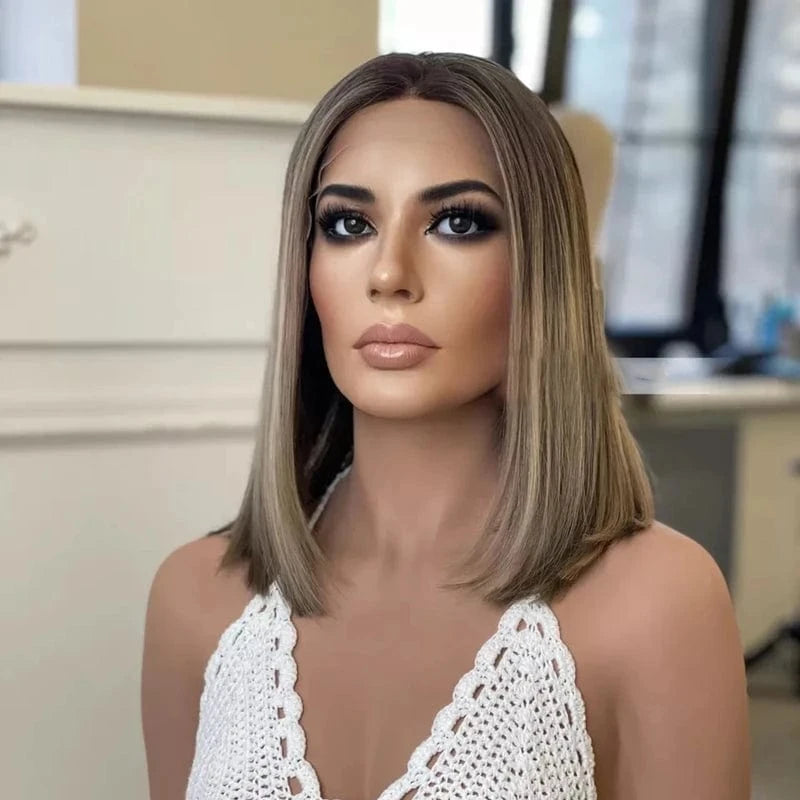 Russian Human Hair Lace Front Wigs Bob Highlight Balayage Double Drawn HD Lace European Remy Hair Allure Romance Silky Wave