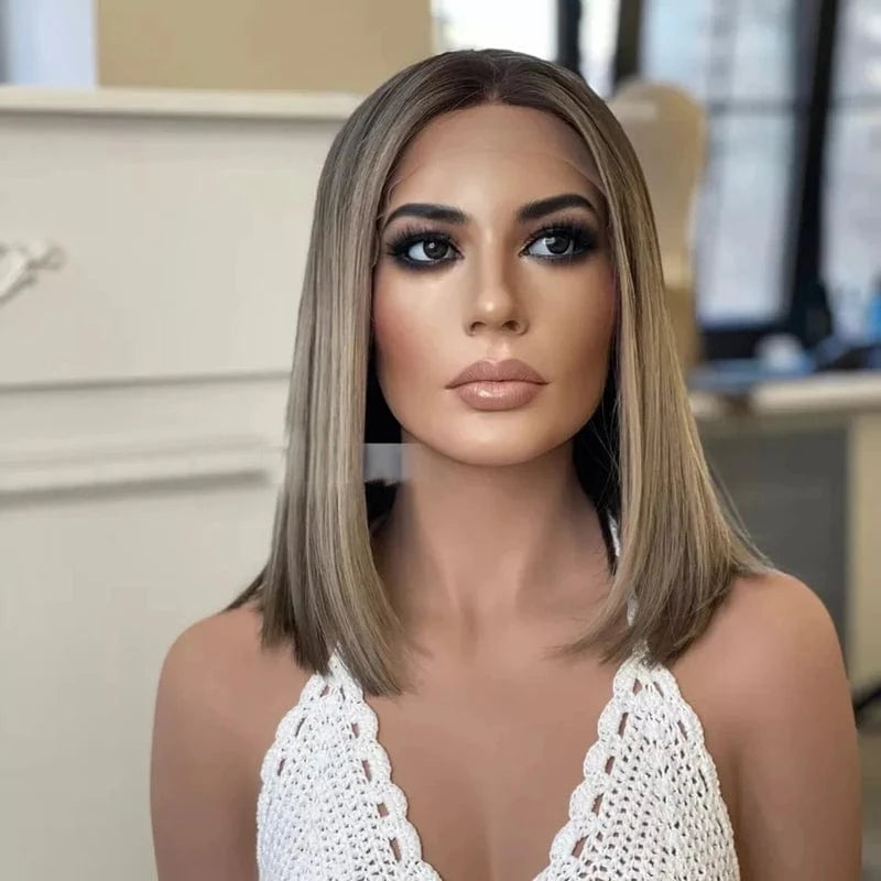 Russian Human Hair Lace Front Wigs Bob Highlight Balayage Double Drawn HD Lace European Remy Hair Allure Romance Silky Wave
