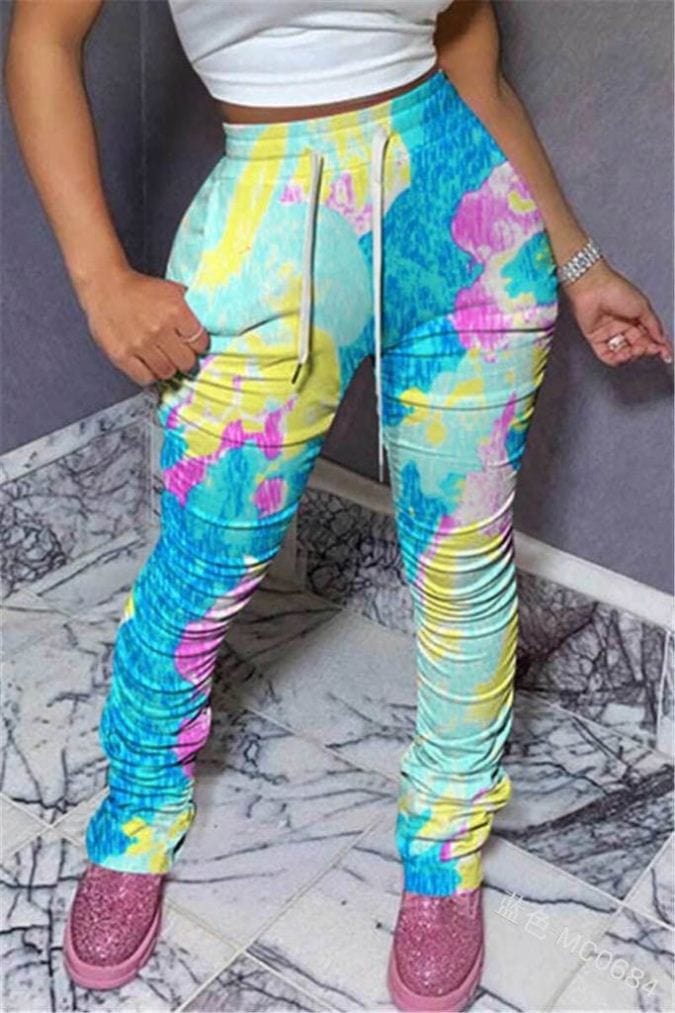 RX New and hot outdoor temperament elastic waist sports pants for women active tie dye plus size women's pants & trousers