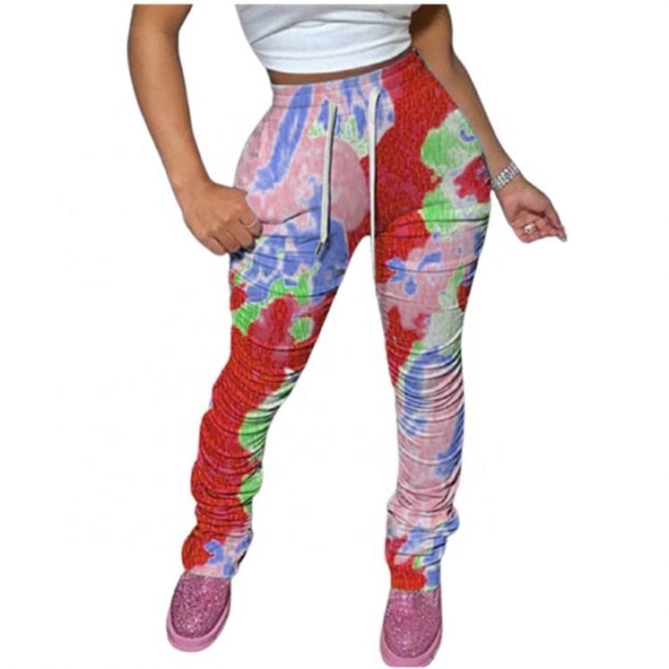 RX New and hot outdoor temperament elastic waist sports pants for women active tie dye plus size women's pants & trousers