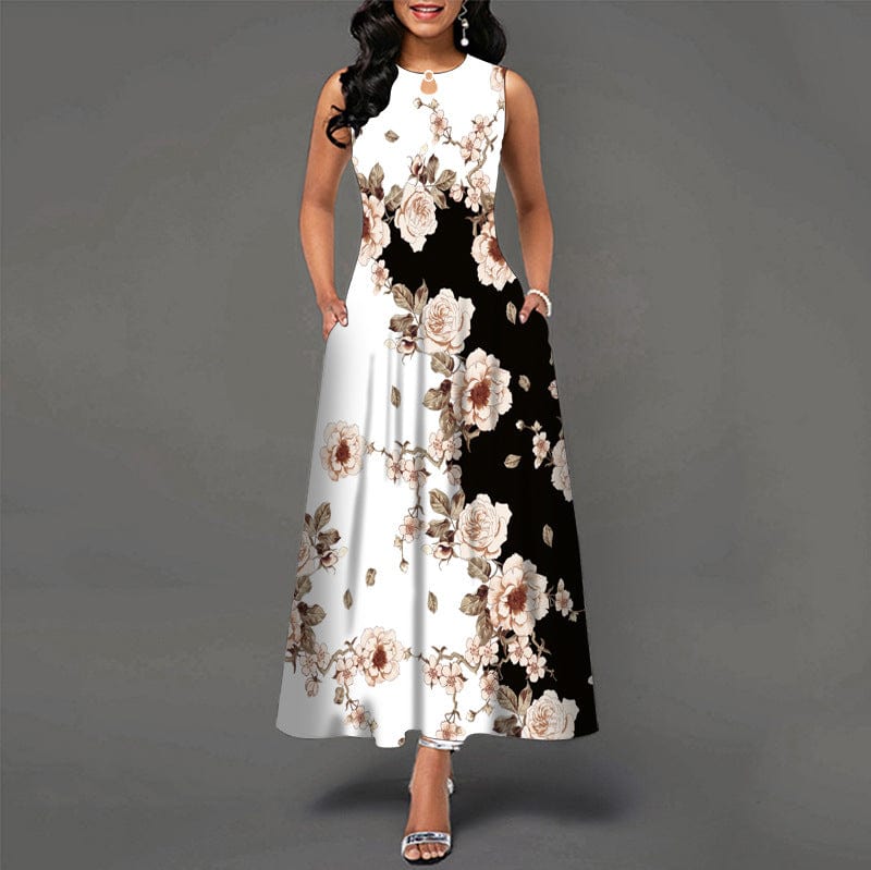S / #02 Dropshipping Hot summer fashion latest women's high waist summer party evening beach sleeveless long dress