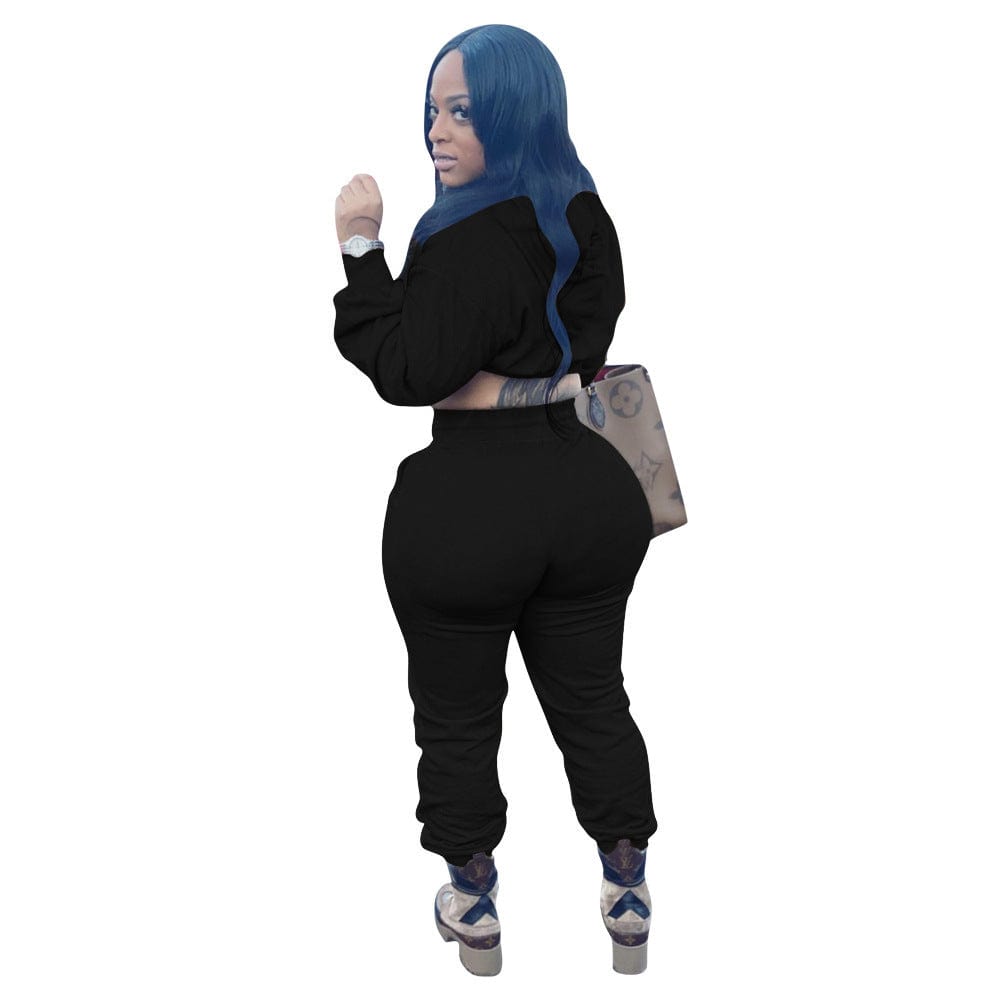 S / #03 Women 2 Piece Outfits Workout Tracksuit Long Sleeve Crop Top Jogger Pants Set Sportswear Sweatsuit