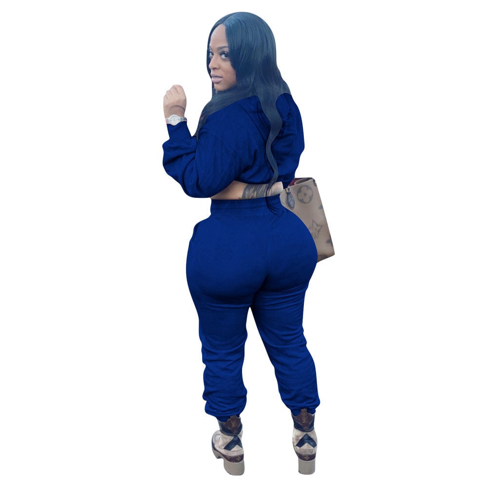 S / #04 Women 2 Piece Outfits Workout Tracksuit Long Sleeve Crop Top Jogger Pants Set Sportswear Sweatsuit