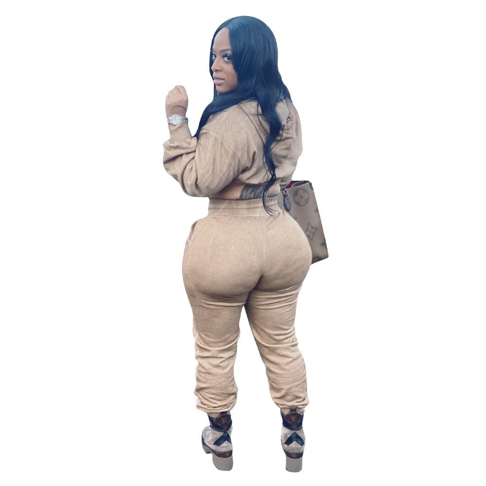 S / #05 Women 2 Piece Outfits Workout Tracksuit Long Sleeve Crop Top Jogger Pants Set Sportswear Sweatsuit