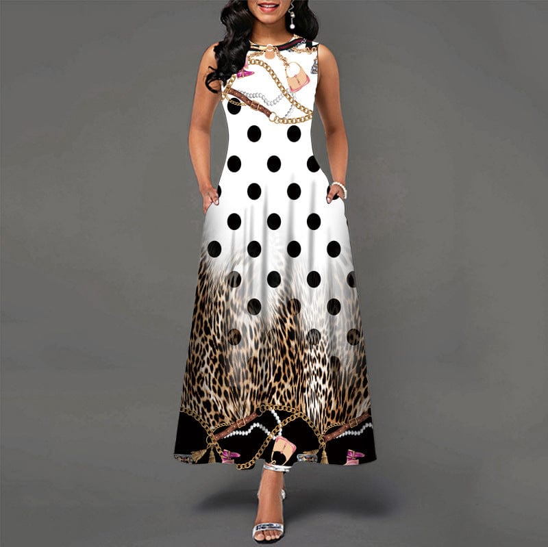 S / #06 Dropshipping Hot summer fashion latest women's high waist summer party evening beach sleeveless long dress