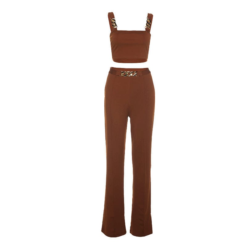 S / 1 Coldker Autumn Elegant Concise Two Piece Set Women Sleeveless Tanks Vest+Formal Pants Matching Outfit Female Casual Inside Suit