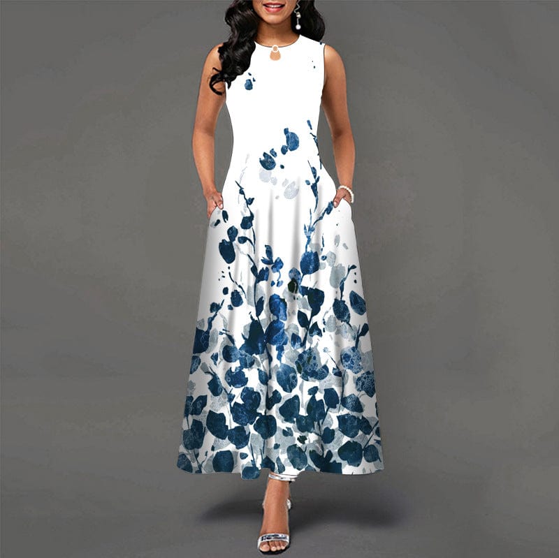 S / #10 Dropshipping Hot summer fashion latest women's high waist summer party evening beach sleeveless long dress
