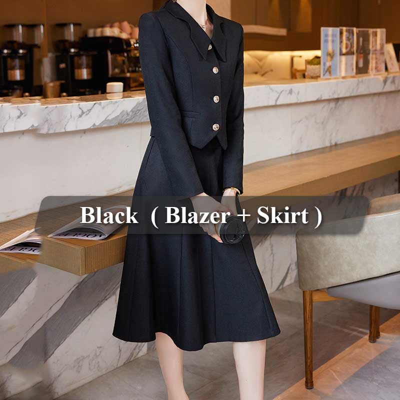 S / 2 Piece Black skirt Suit OEM High-Quality 2 Piece Dealers Set Office Ladies Candy Color Skirt Suit Designs Women Business Suits for work Formal Wear