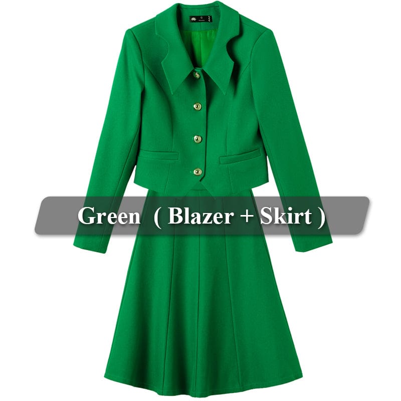 S / 2 Piece Green skirt Suit OEM High-Quality 2 Piece Dealers Set Office Ladies Candy Color Skirt Suit Designs Women Business Suits for work Formal Wear