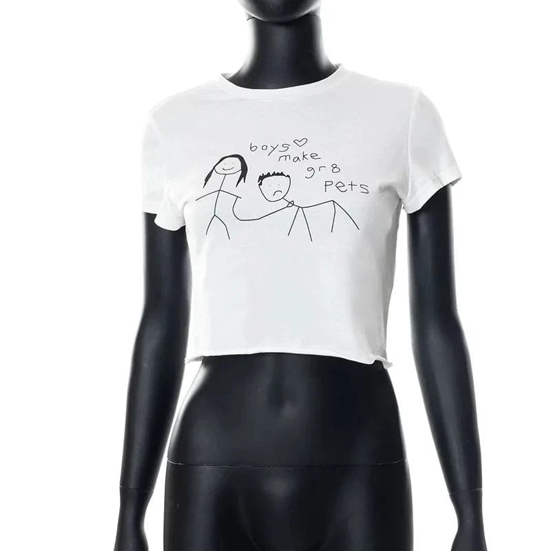 S / 23TP121202 20 / 100% Cotton CUTENOVA 23TP121202 Letter Printed Y2K  Fashion 100% Cotton Girls Short Sleeve Streetwear Crop Top T Shirt Women 2024