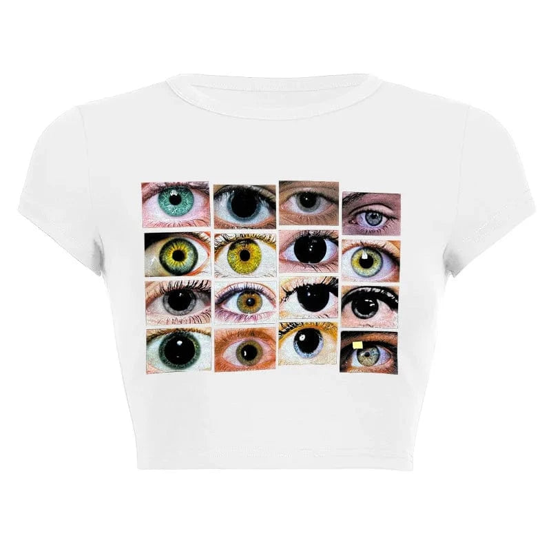 S / 23TP121202 31 / 100% Cotton CUTENOVA 23TP121202 Letter Printed Y2K  Fashion 100% Cotton Girls Short Sleeve Streetwear Crop Top T Shirt Women 2024