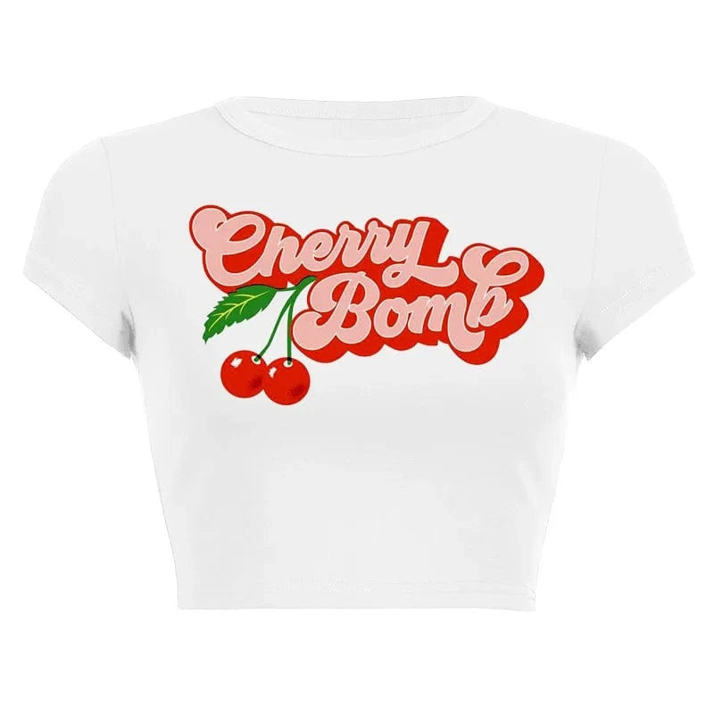 S / 23TP121202 8 / 100% Cotton CUTENOVA 23TP121202 Letter Printed Y2K  Fashion 100% Cotton Girls Short Sleeve Streetwear Crop Top T Shirt Women 2024