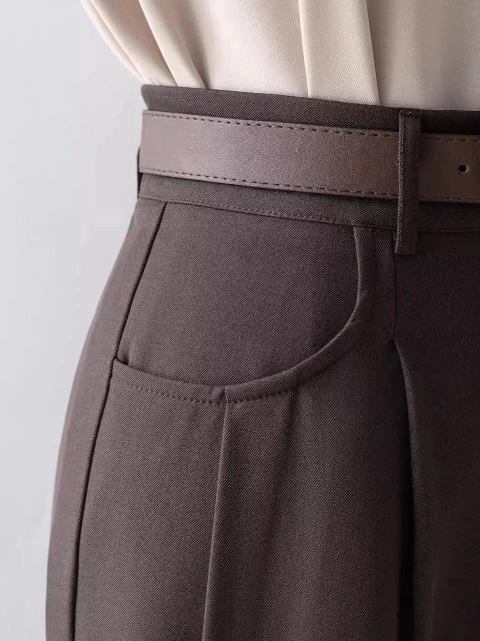 S-2XL  High waisted wide leg pants, small and loose fitting, slimming casual suit pants