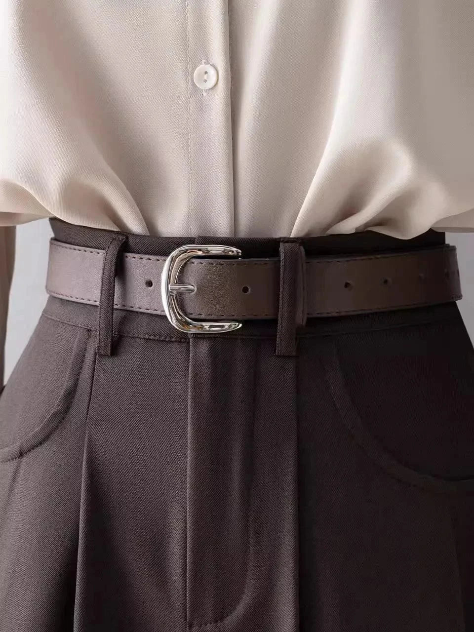 S-2XL  High waisted wide leg pants, small and loose fitting, slimming casual suit pants