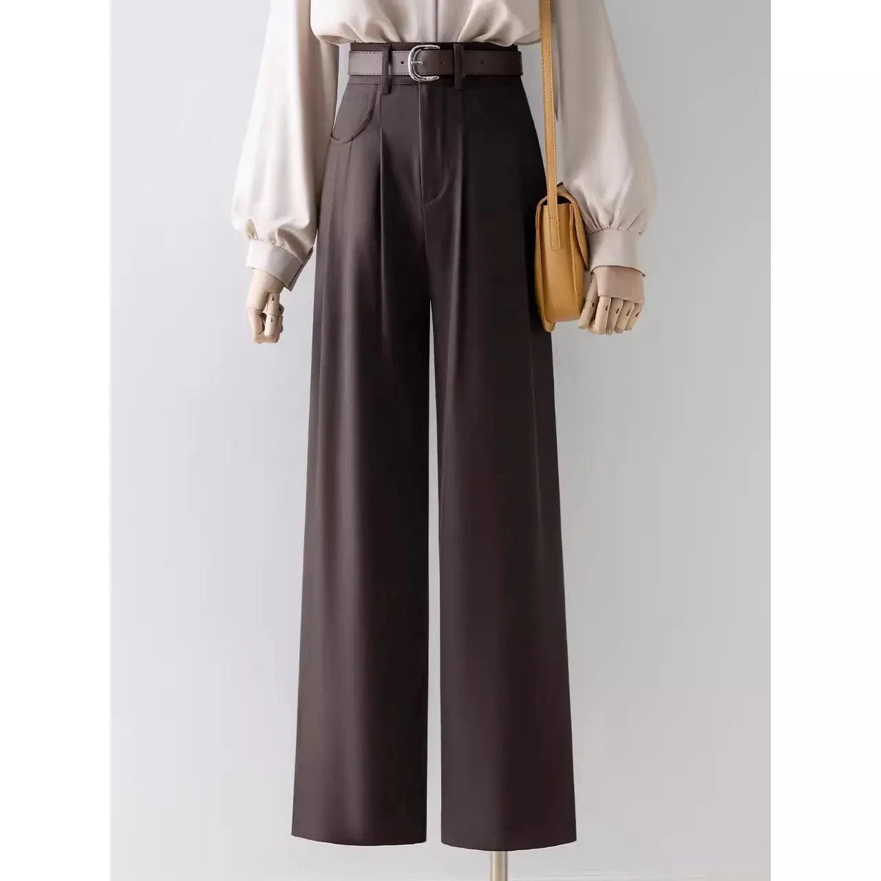 S-2XL  High waisted wide leg pants, small and loose fitting, slimming casual suit pants