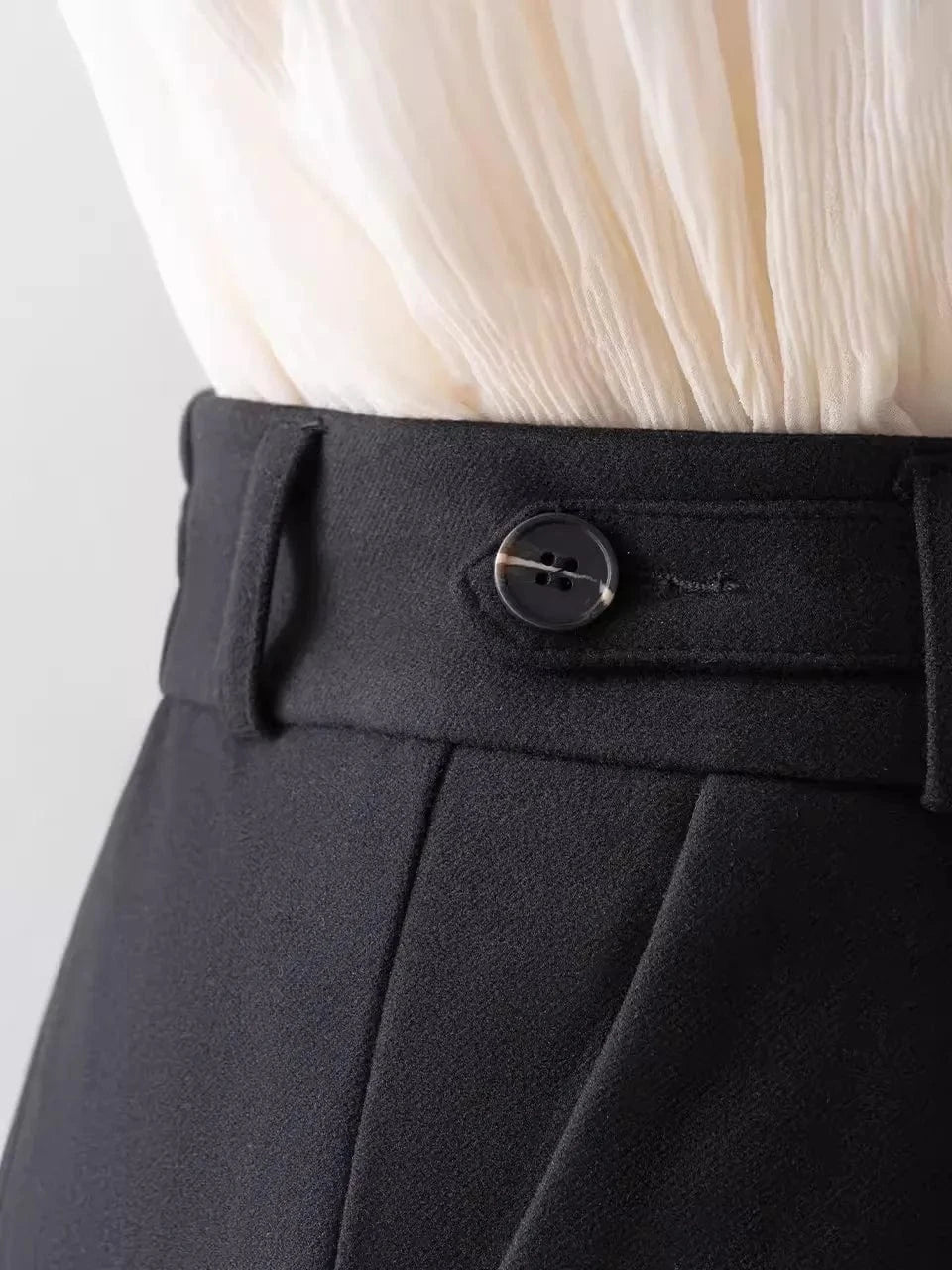 S-2XL suit pants High waisted drape casual straight leg pants Short and wide leg pants