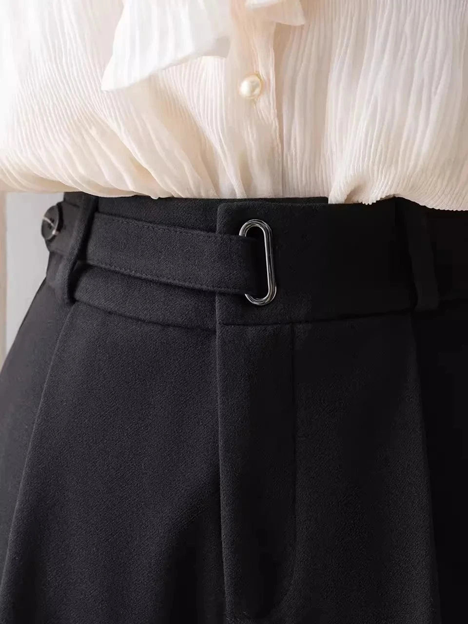 S-2XL suit pants High waisted drape casual straight leg pants Short and wide leg pants