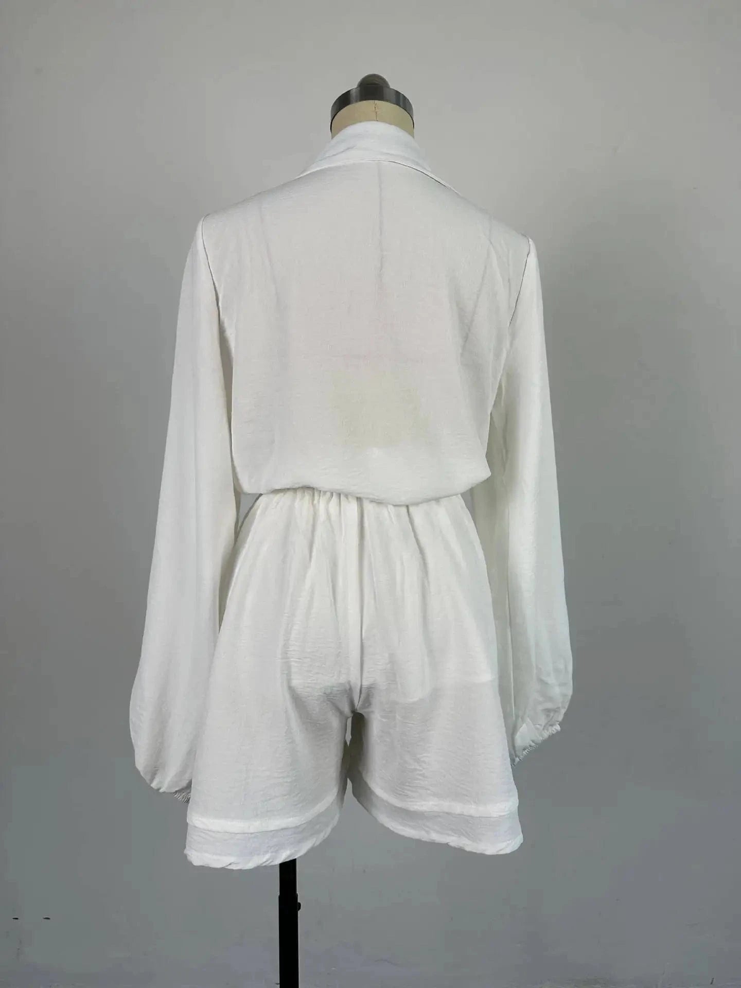 S-2XL Women's casual suit Autumn New Style Solid Color Bubble Sleeve Shirt Wide Leg Shorts Set