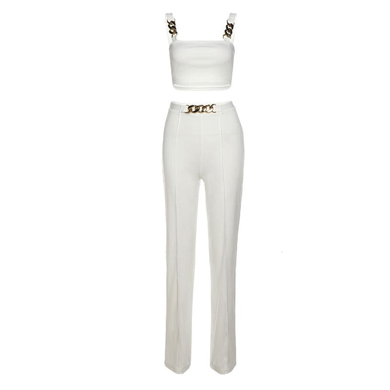 S / 3 Coldker Autumn Elegant Concise Two Piece Set Women Sleeveless Tanks Vest+Formal Pants Matching Outfit Female Casual Inside Suit