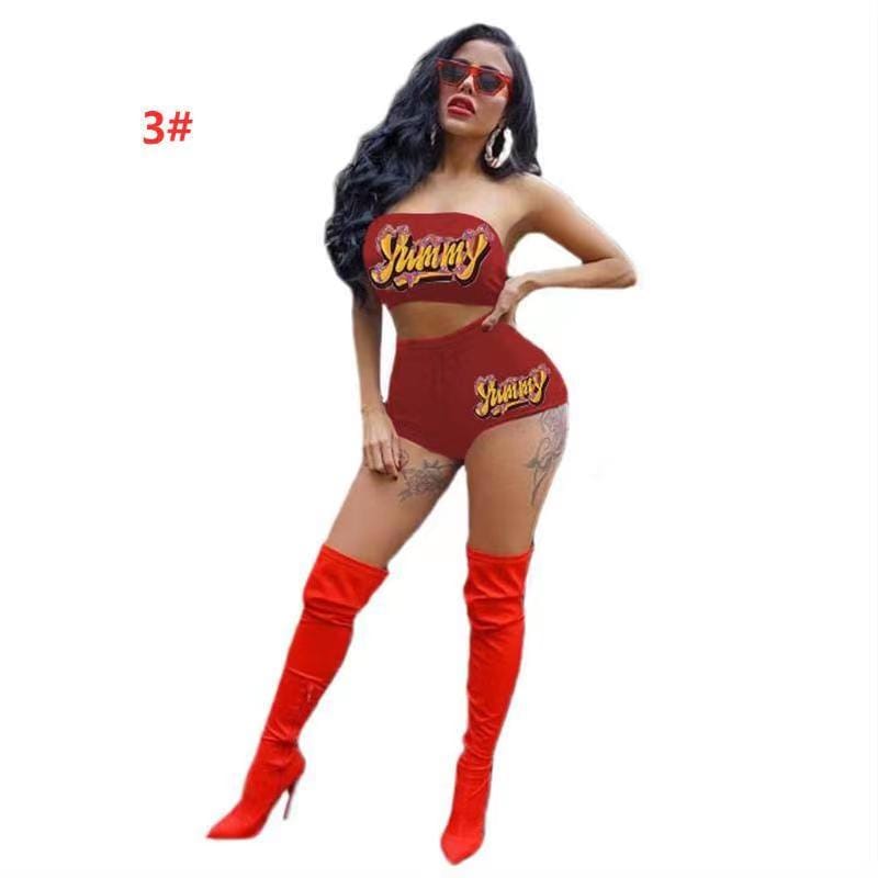 S / 3 J&H 2023 new arrivals tube top and snack shorts set ladies sexy slim fit crop top fashion summer outfits