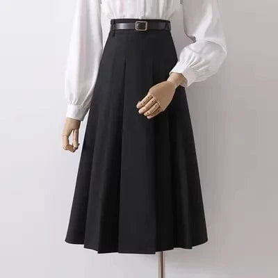 S / 3 Professional commuting A-line skirt High waisted slimming drape pleated skirt SML