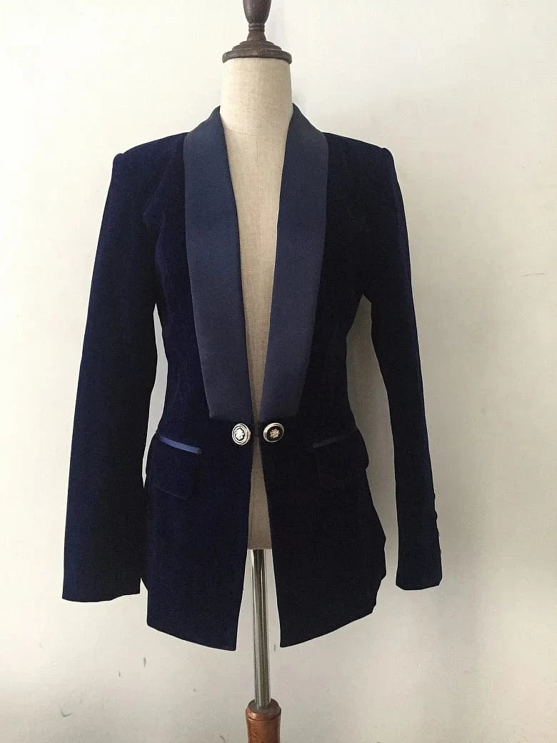 S-3XL Elegant solid color suit jacket Slimming velvet suit top