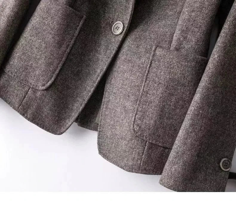 S-3XL Thickened suit jacket One button fashionable long sleeved woolen suit for women's outerwear